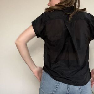 Oversized Cotton and Silk Lightweight Black Top